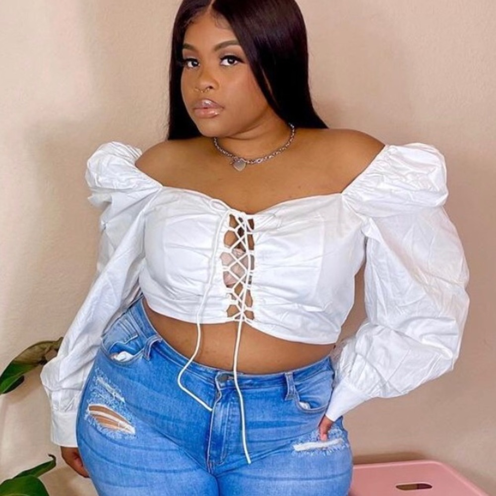 Plus tie up crop top